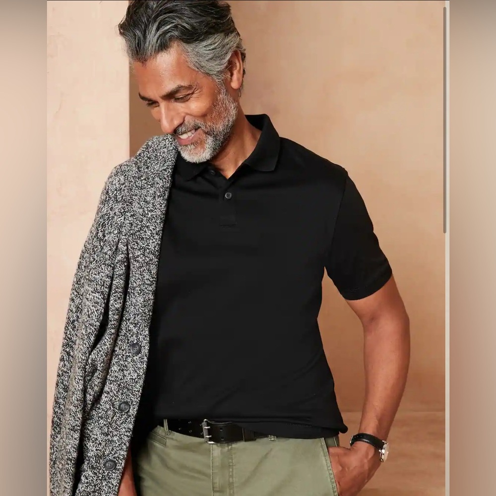 Men’s Black Polo Shirt by Banana Republic | Luxury Touch Performance Polo Cotton